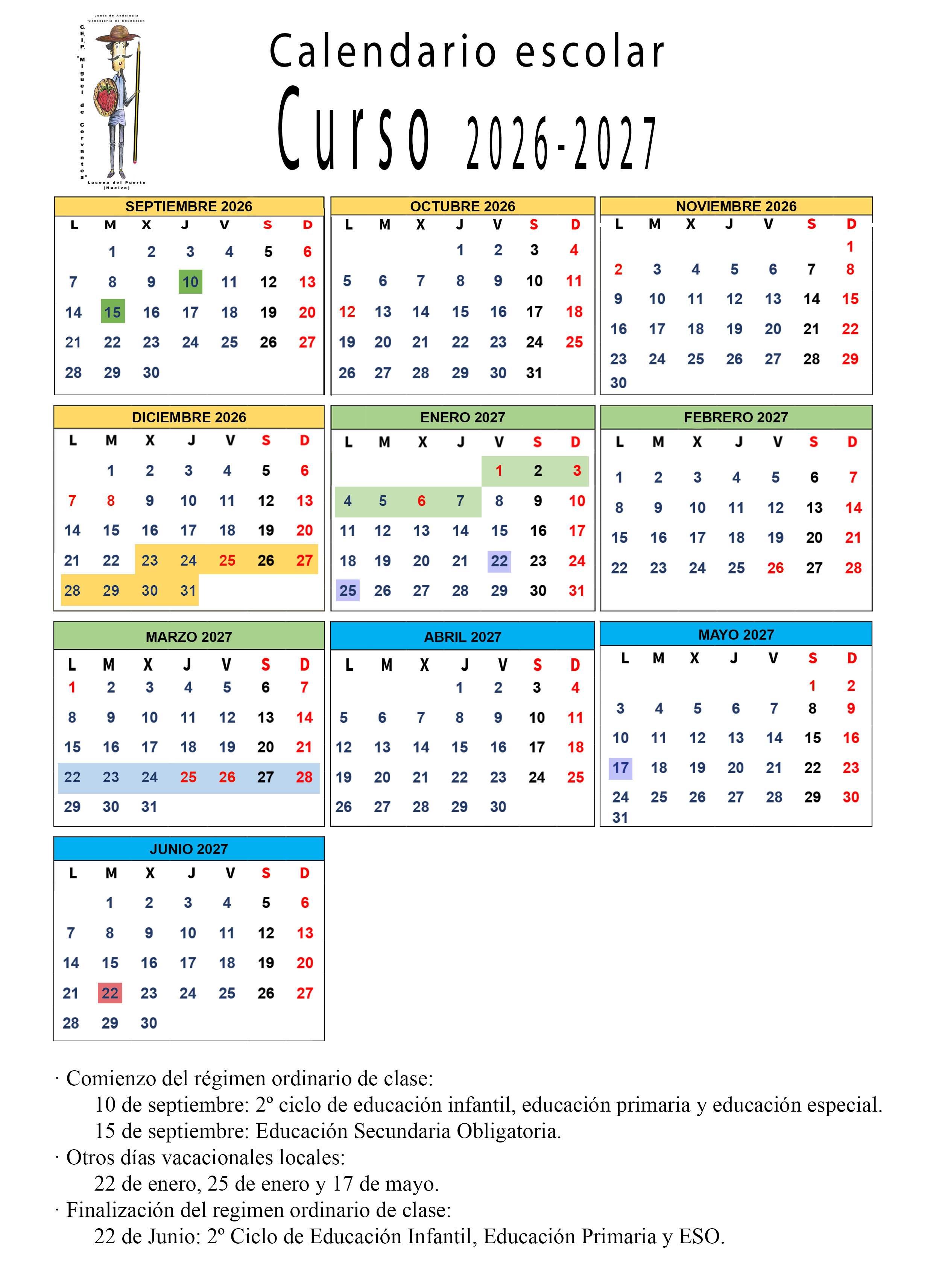 calendario escolar 2026 2027 web